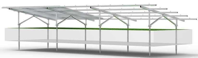 Aluminiowa konstrukcja na grunt 4 x 8 modułów poziomo fotowoltaika