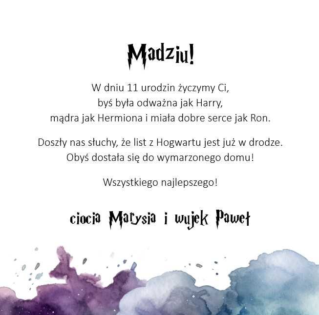 Kartka Harry Potter, z czarownicą lub czarodziejem, personalizowana