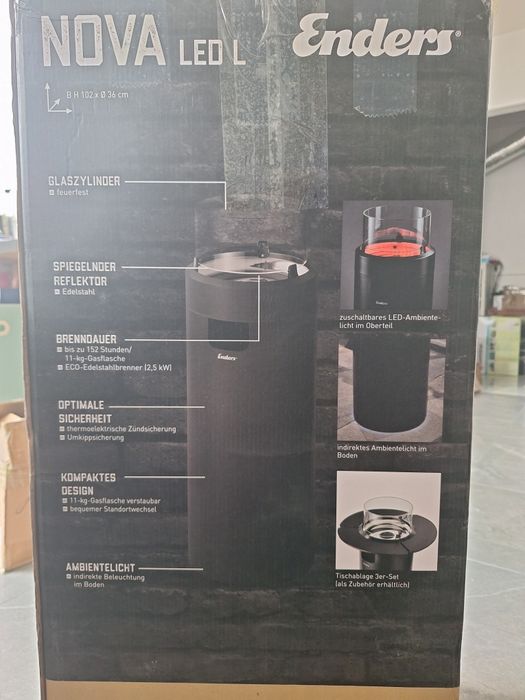 Enders Nova Led L Palenisko, Czarny/Srebrny, kominek gazowy