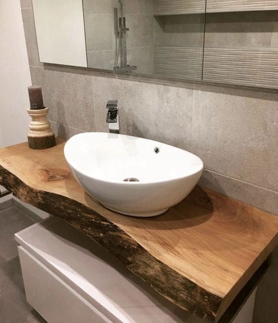 Blat łazienkowy lite drewno dębowy live edge