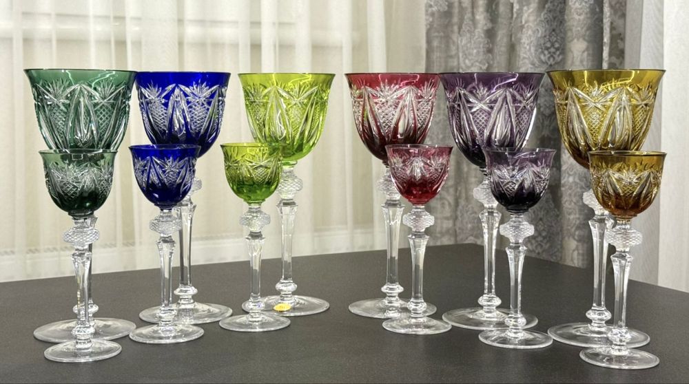 Винтажные хрустальные фужеры для вина WMF Cristal Cabinet GDR Германия