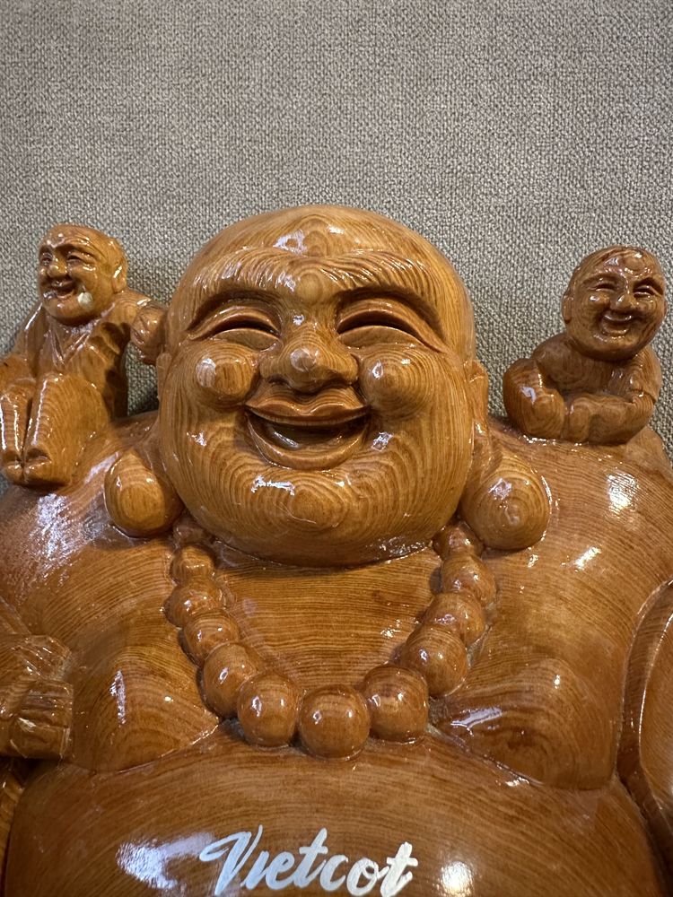 Budda, drewno, 5 dzieci, Feng Shui