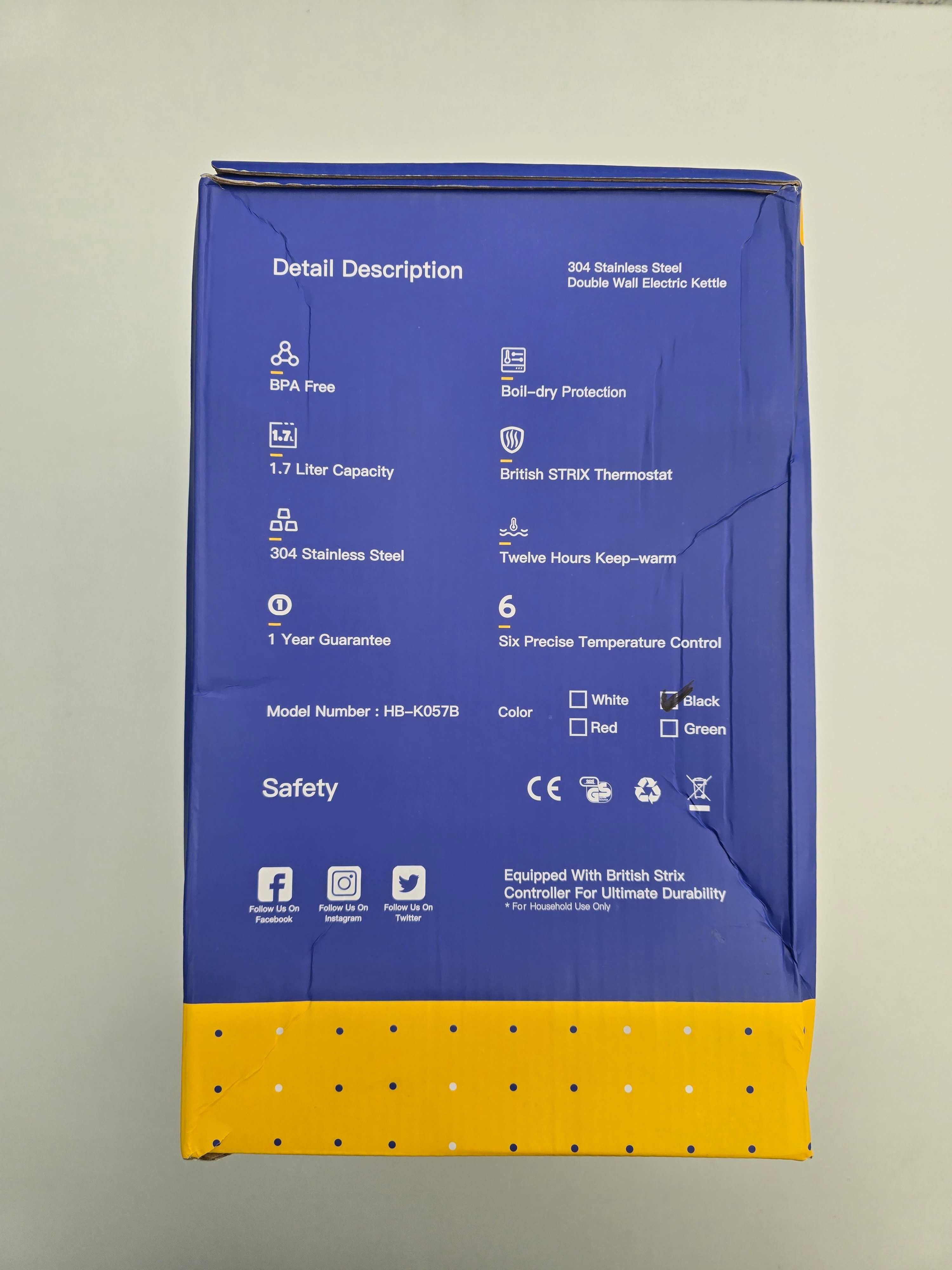 Czajnik elektryczny JOYHILL K057-B 2200W 1,7l Czarny