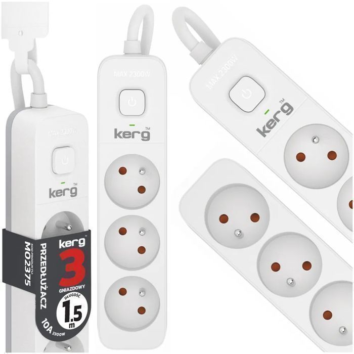 Przedłużacz z wyłącznikiem 3 gniazda z uziemieniem 1,5m 10A M02375