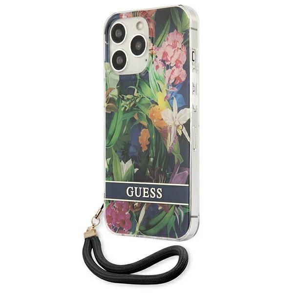 Etui Guess Flower Strap do iPhone 13 Pro Max 6,7" w kolorze Niebieskim