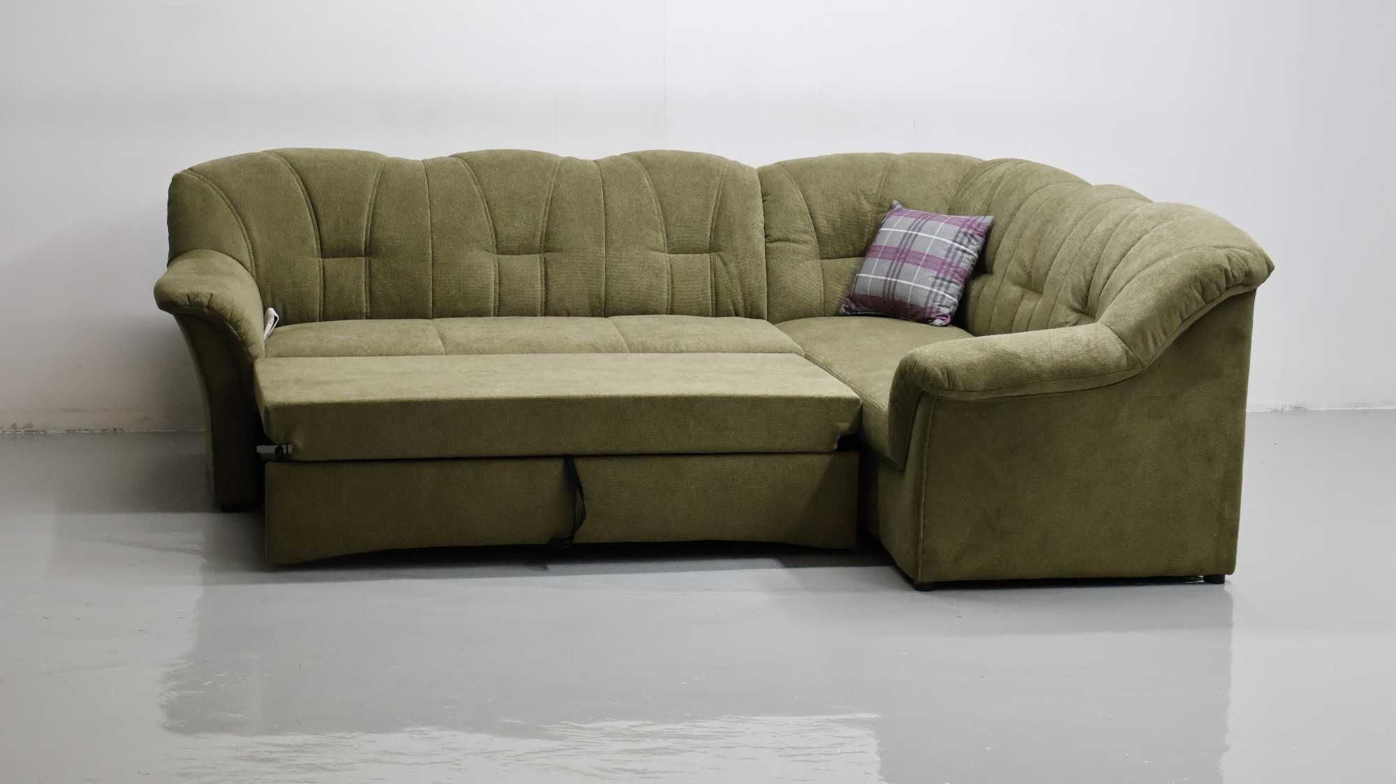SZA DESIGN NAROŻNIK funkcja spania kanapa, rogówka, tkanina sofa ZIELO