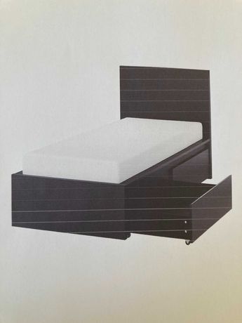 Łóżko jednoosobowe Ikea Malm czarny brąz/Leirsund