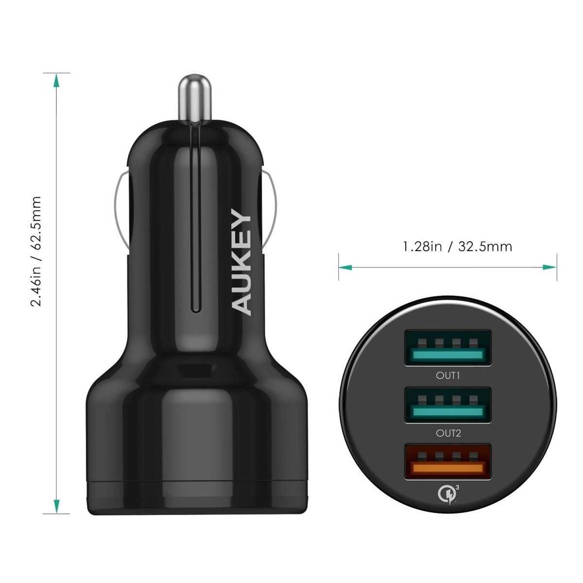 AUKEY CC-T11 ładowarka samochodowa 3xUSB Quick Charge 3.0