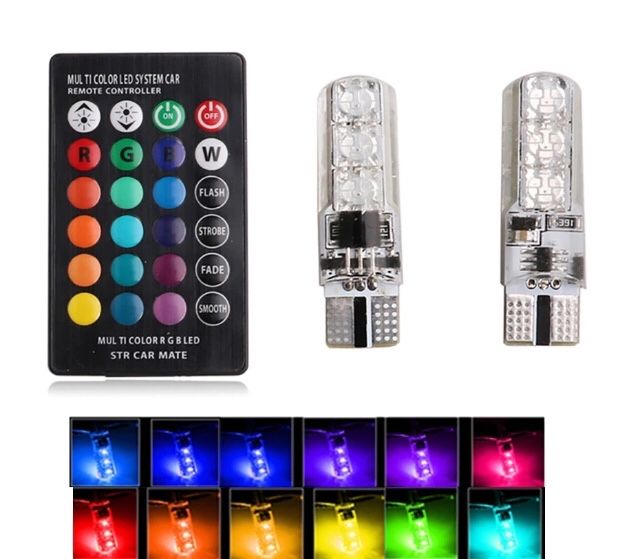 Led T10 w5w RGB C/ comando