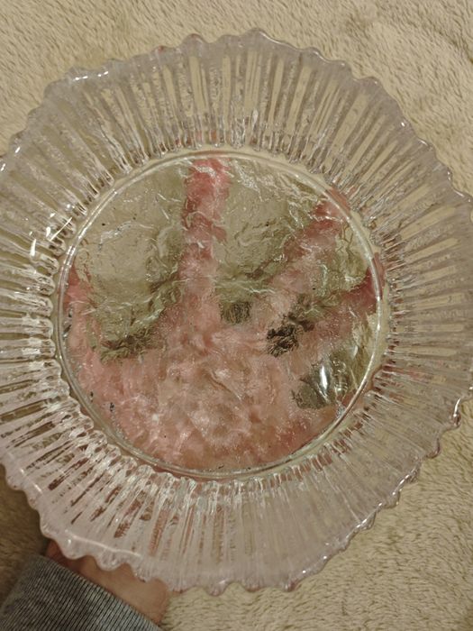 Piękna szklana miska ciężkie szkło kryształ (?) 1.3kg Polecam PRL 70s