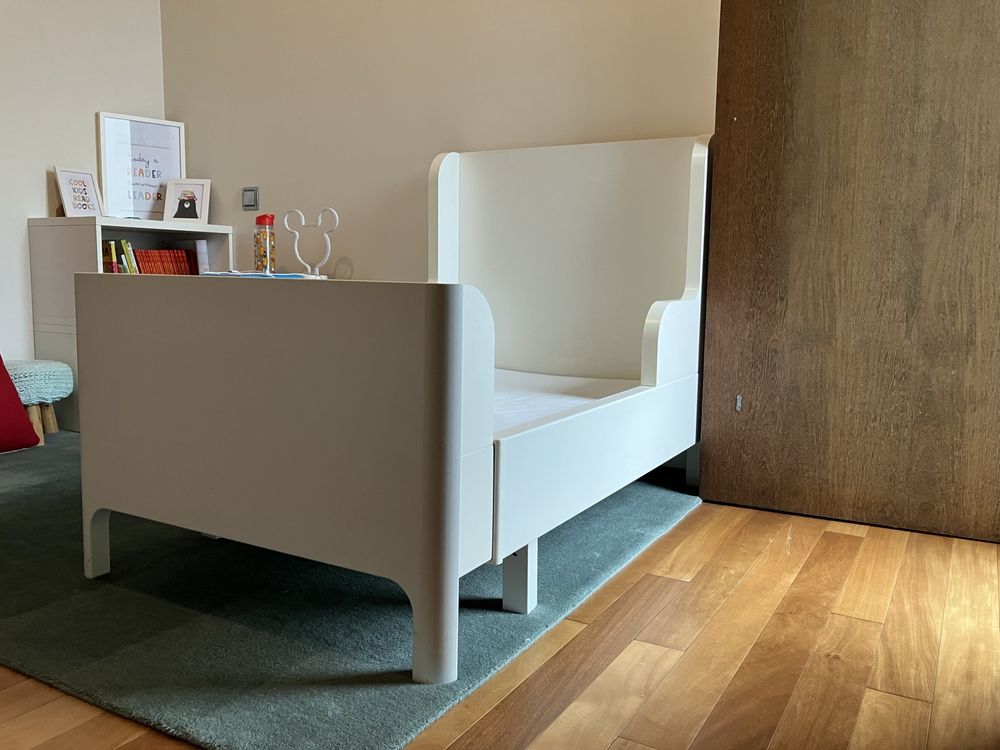 Cama Extensivel Ikea Busunge Branco com Colchao