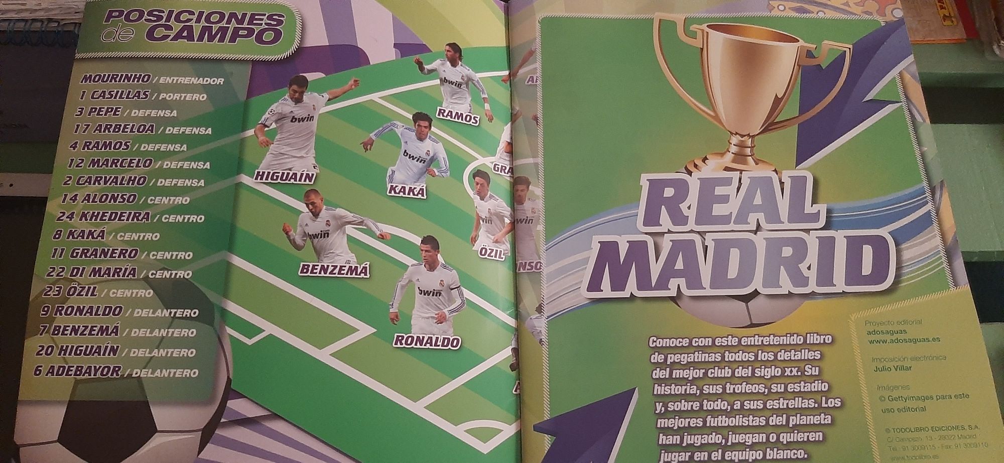 Caderneta completa cromos por colar Real Madrid/Ronaldo/José Mourinho