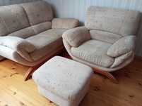 Komplet mebli: sofa-kanapa, fotel, pufa