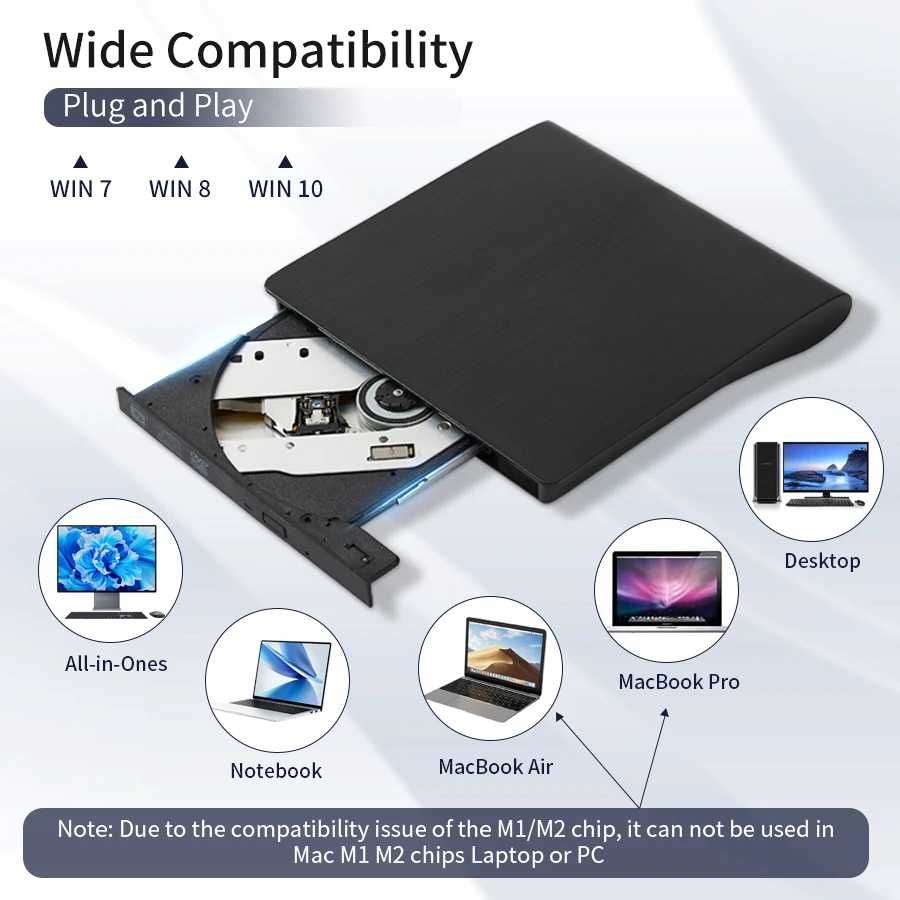 DVD-RW, CD-RW Внешний дисковод. НОВЫЙ! Привод пишущий USB 3.0