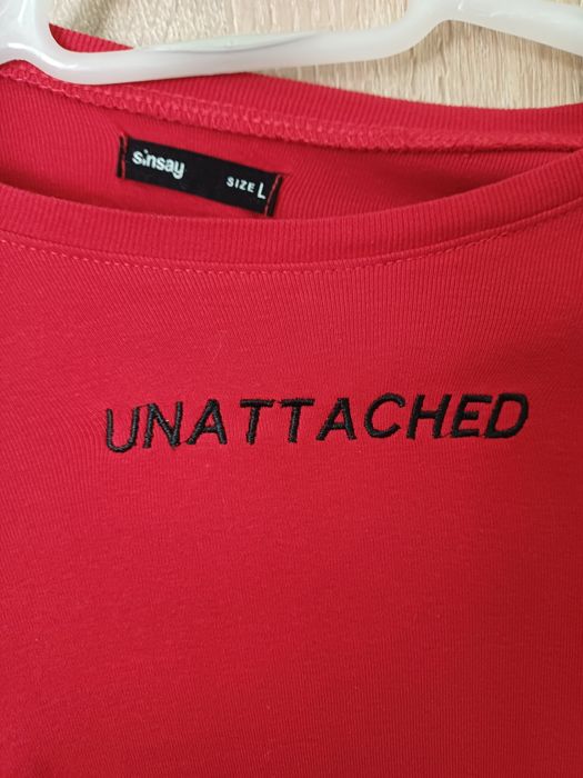 "Unattached" Sinsay czerwony bawełniany crop top z długim rękawem L