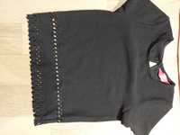 Черная футболка кофта блуза р 7-8 лет с перфорацией
