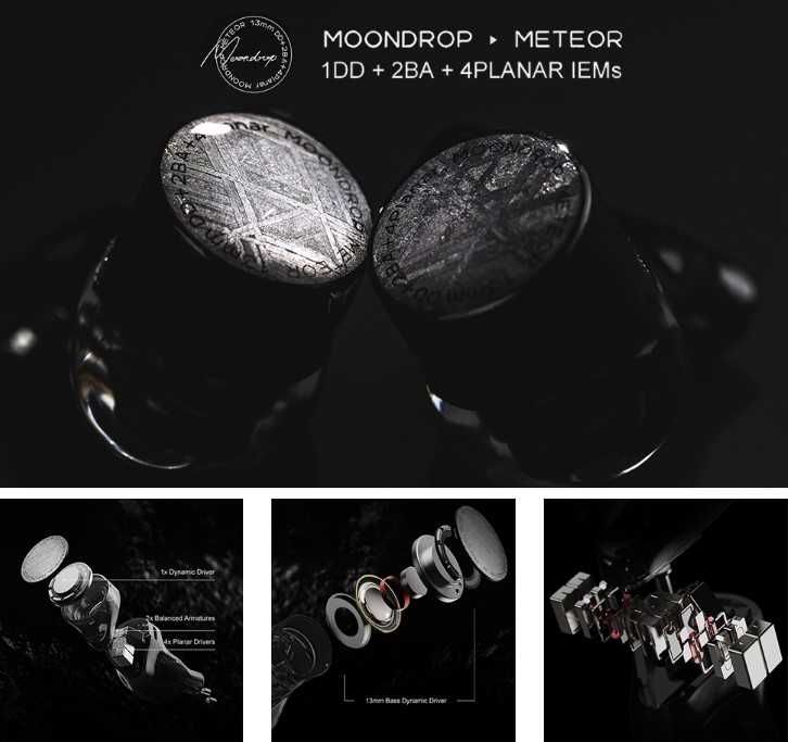⇒ Moondrop Meteor - гибридные мониторные наушники (1DD+2BA+4Pla)