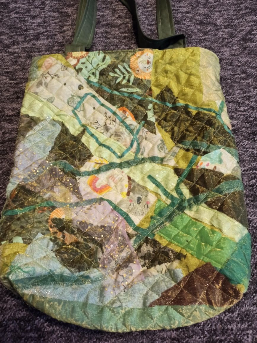 Torba Torebka Patchwork Handmade Zielona