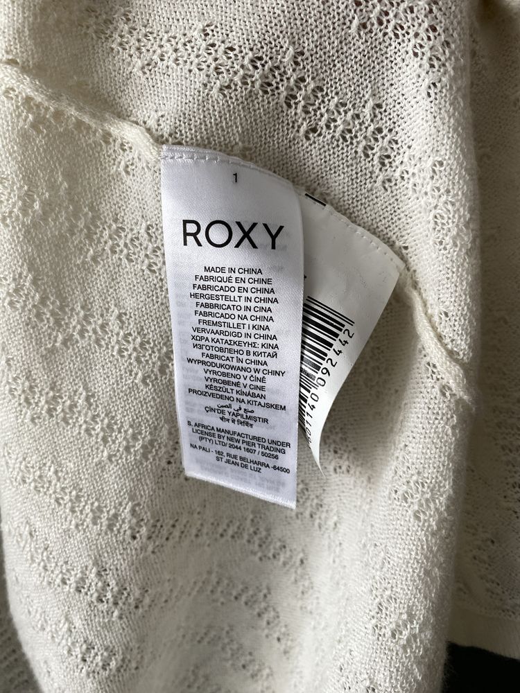 Letni cienki ażurowy kardigan Roxy śmietankowa biel