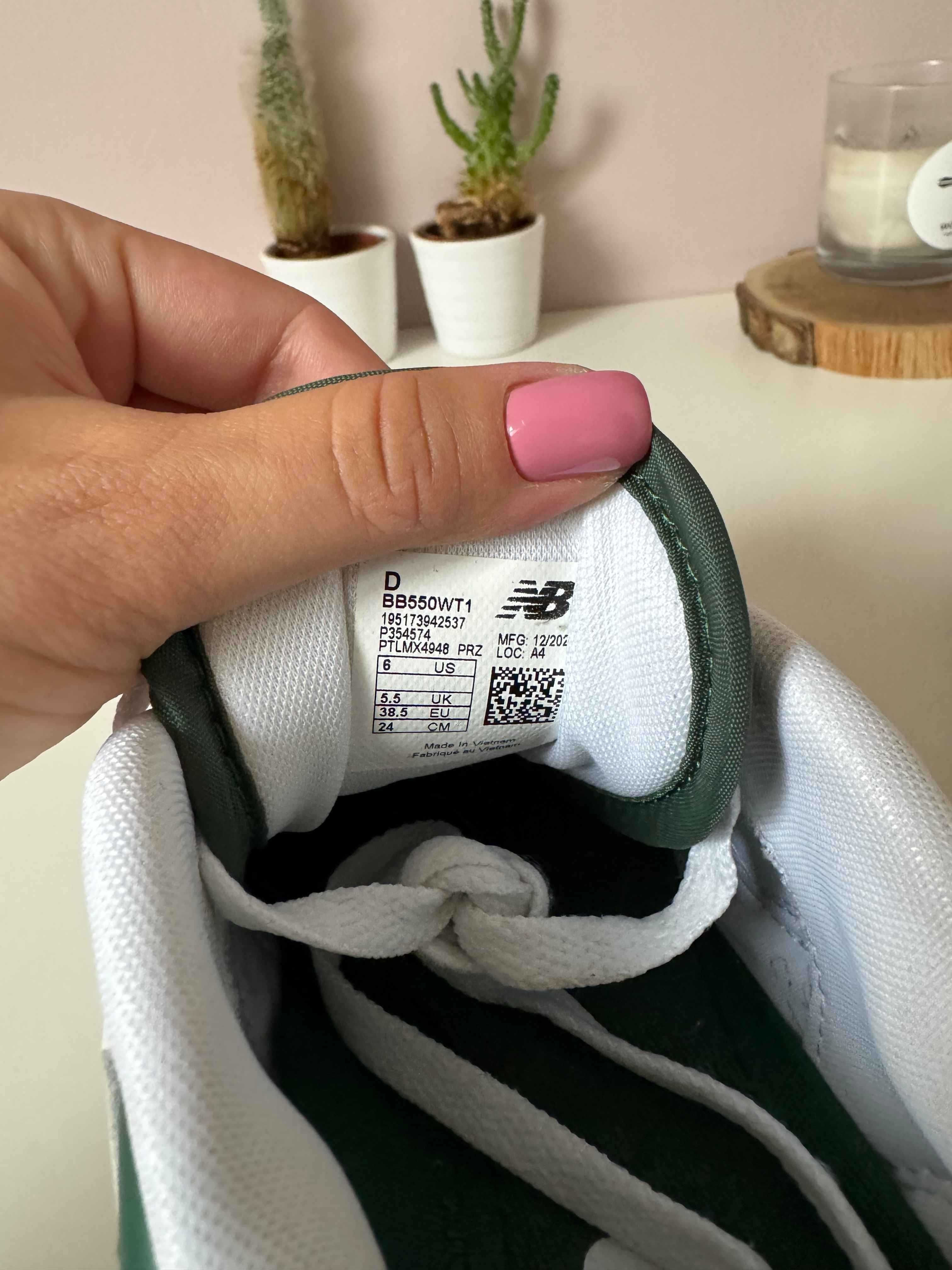 New Balance 550 white green with suede 38.5 jak nowe!