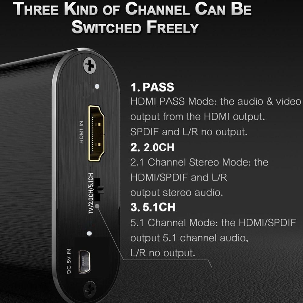 Конвертер HDMI 4К,60гц ARC на акустику 5.1 SPDIF, aux ,экстрактор,PS5,