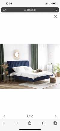 Łóżko welurowe 160 x 200 cm niebieskie MARVILLE