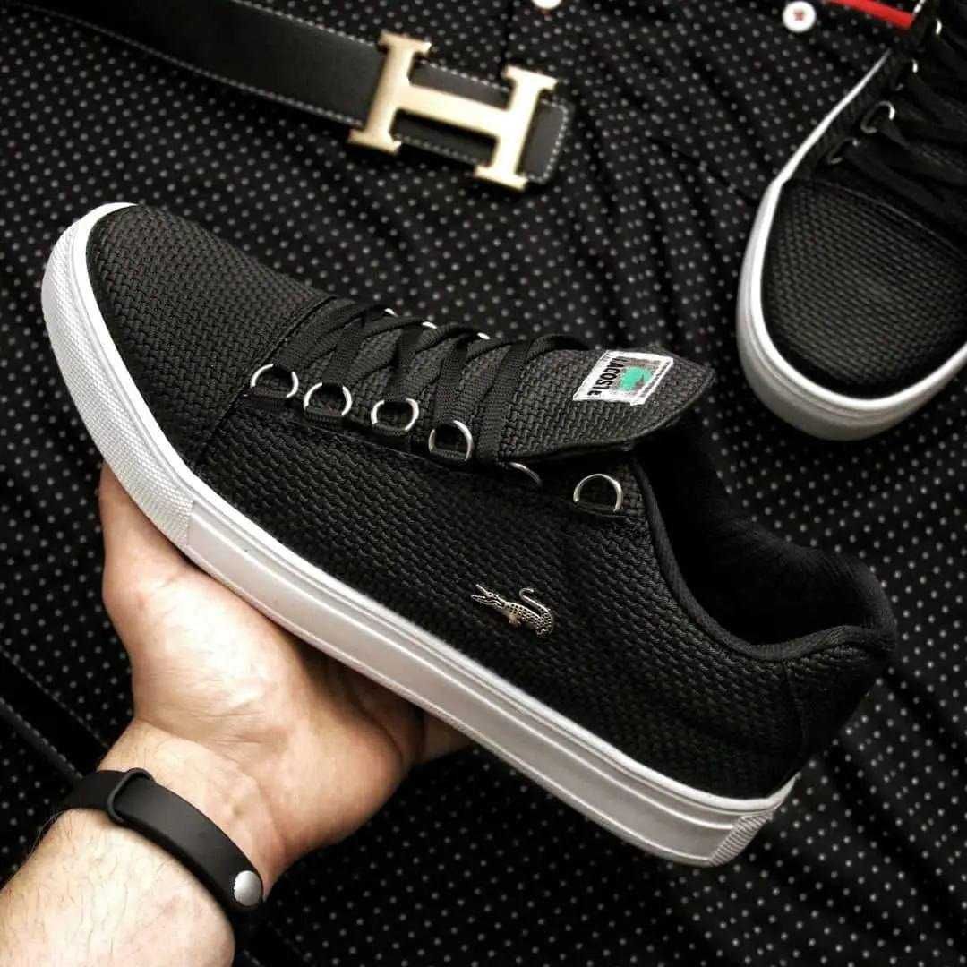 Чоловічі кеди Lacoste кросівки Лакоста літо весна НАЛОЖКА Чорні