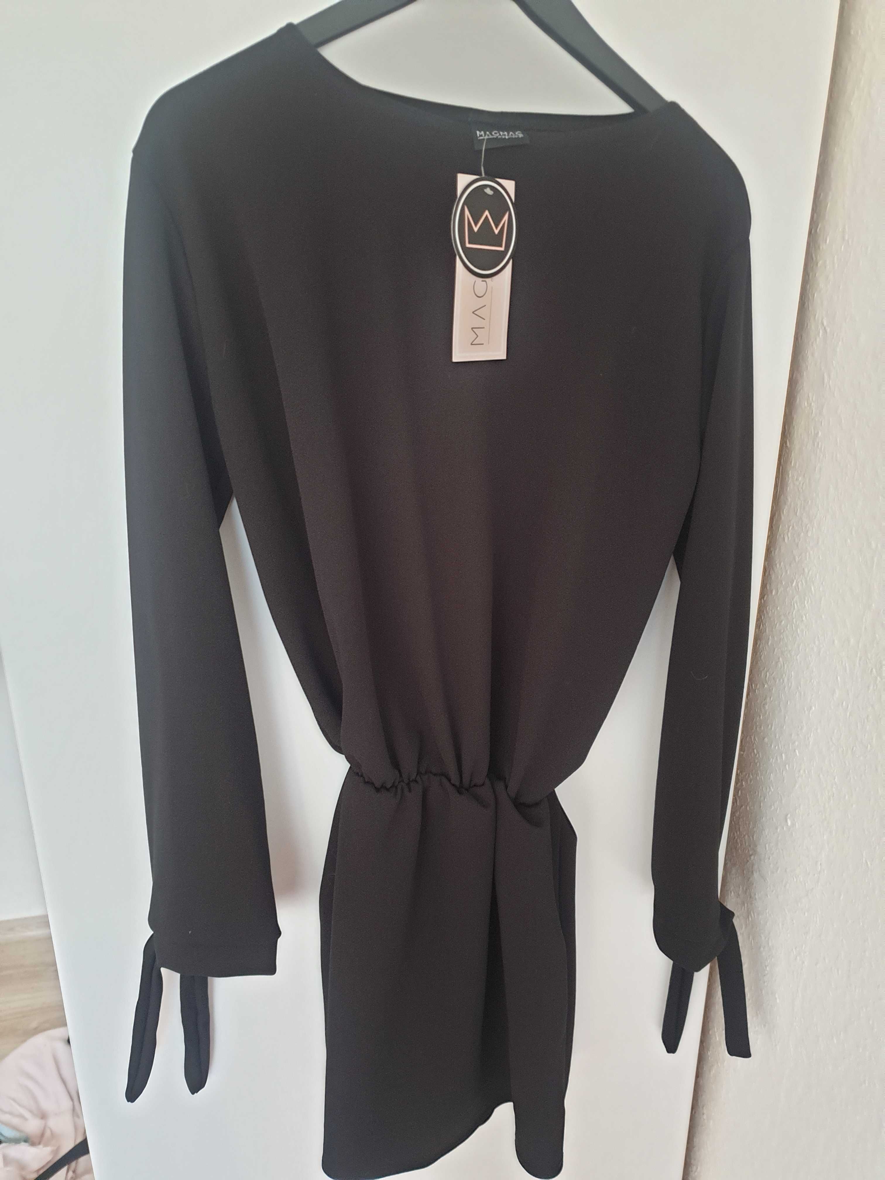 Sukienka wiązana w pasie SALMA - czerń - KOLOR : Czarny MAGMAC