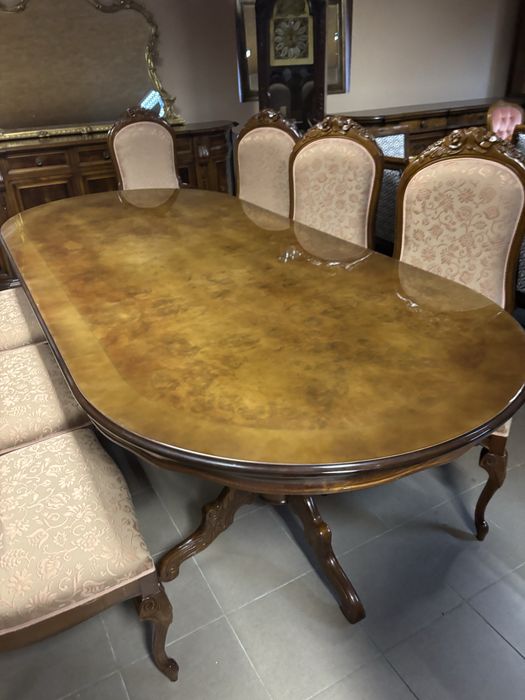 Piękny Włoski Stół 240 cm 8 Krzeseł / Foteli Meble Stylowe Italy