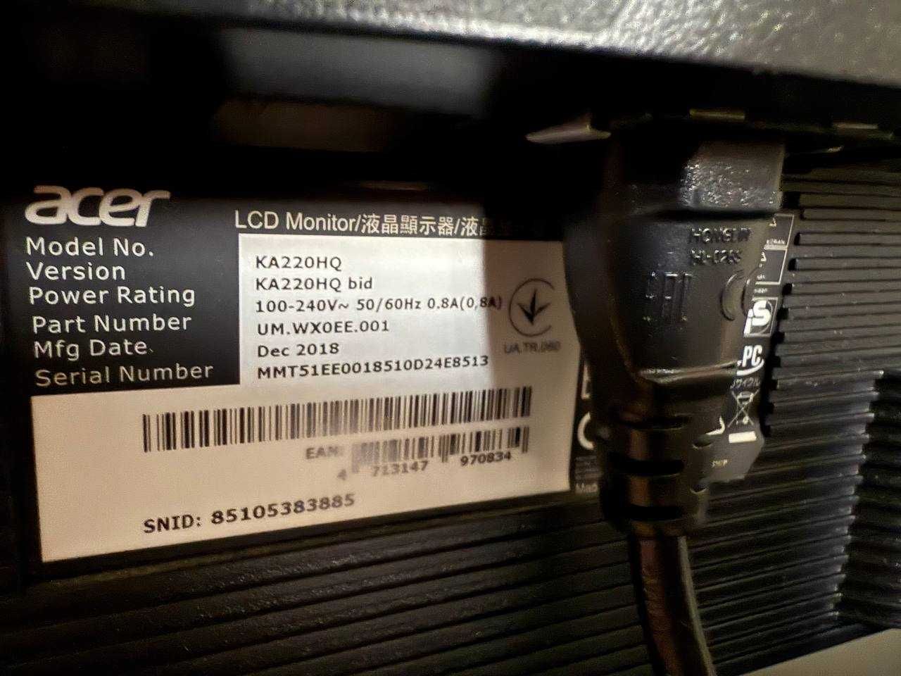 Monitor Acer KA220HQ – 21,5″ Full HD