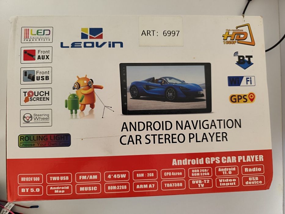 Автомагнітола 2DIN Leovin Android, DDR 2gb, ROM 32gb, Wi-Fi, BT 5.0