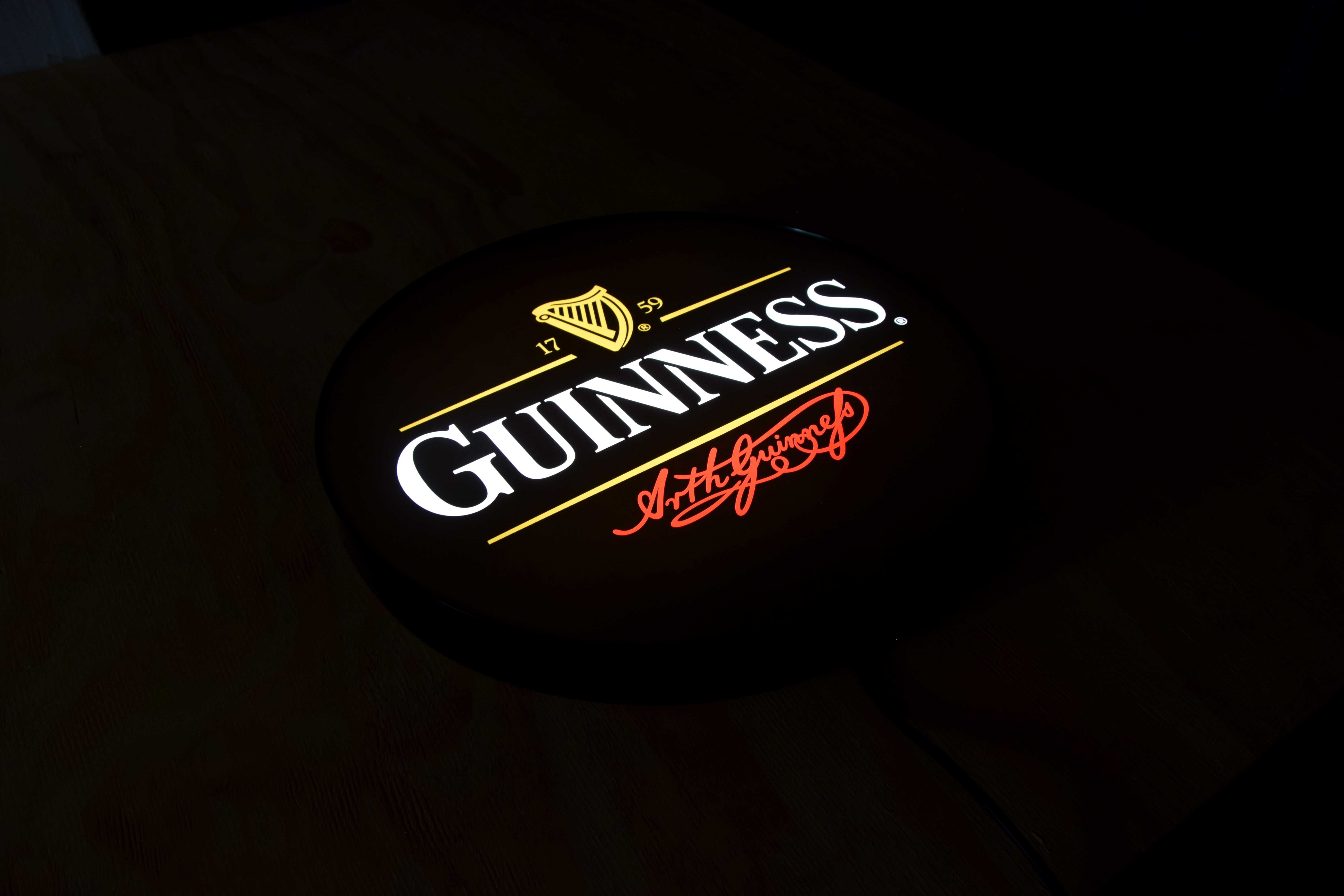 LED Neon GUINNESS, Podświetlana reklama do baru, Szyld, Baner, Kaseton