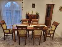 Zestaw - stół  z litego drewna MEBIN OPIUM  z 6 krzesłami i 2 fotelami