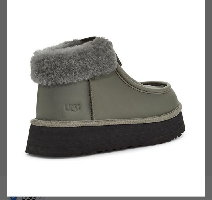 Угги UGG Funkette Boot Leather Platform Seaweed Green