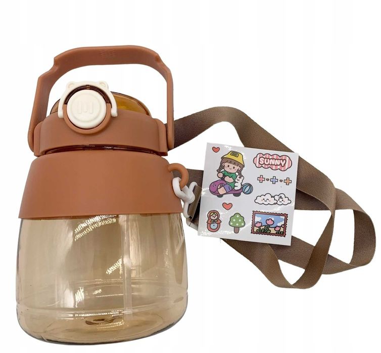 Bidon 1l na wodę do szkoły butelka na pasku z uchwytem na siłownię