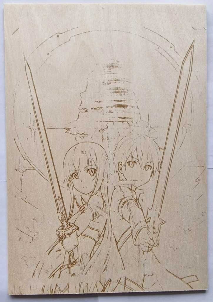 sword art online SAO obraz na drewnie kirito asuna