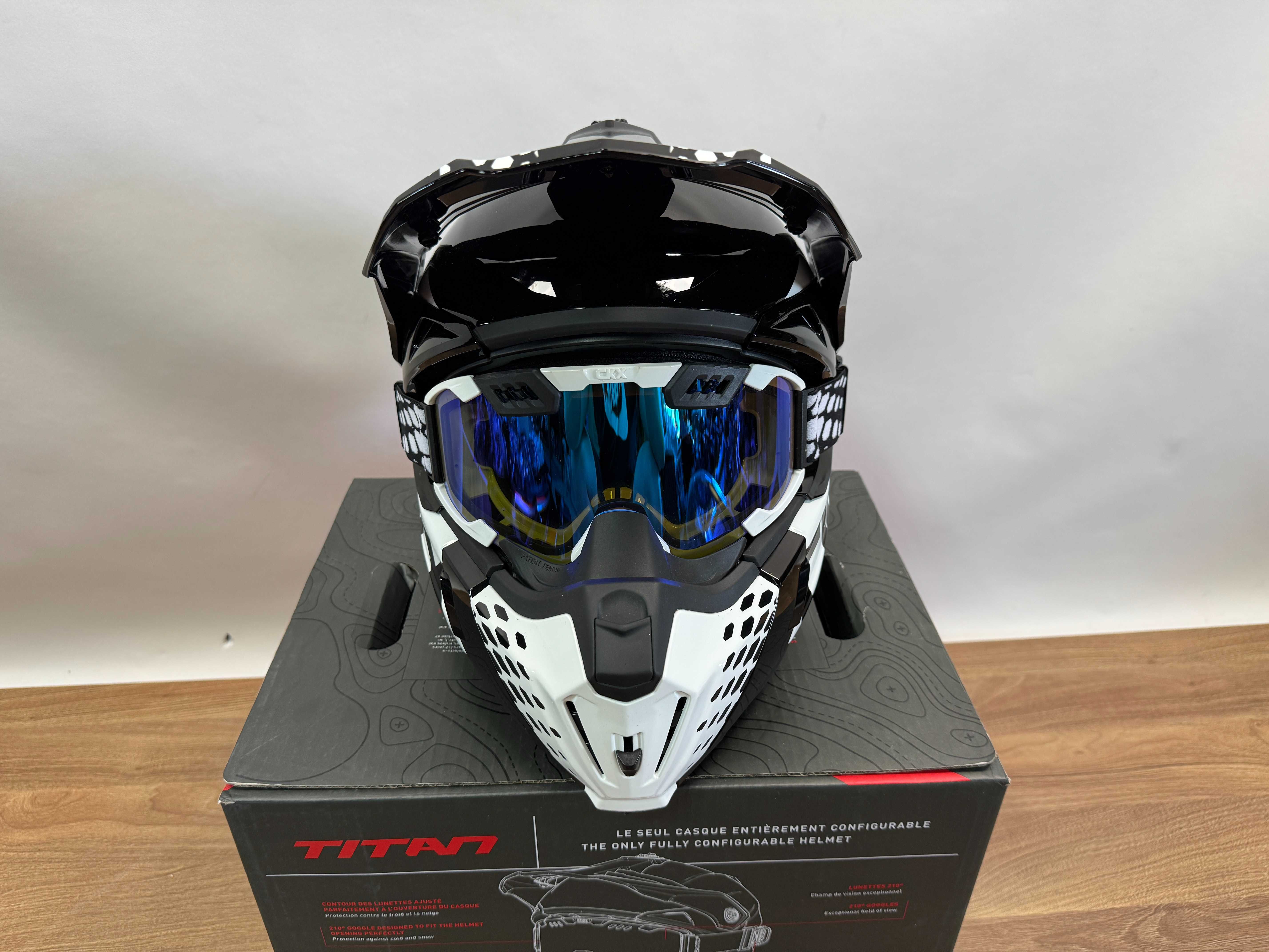 Kask motocyklowy ENDURO CKX + Gogle Titan Black/White L