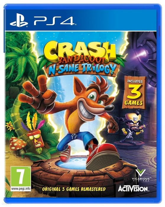 Crash Bandicoot N Sane Trilogy PS4 + Slim + Pro + PS5 = 3 kultowe gry