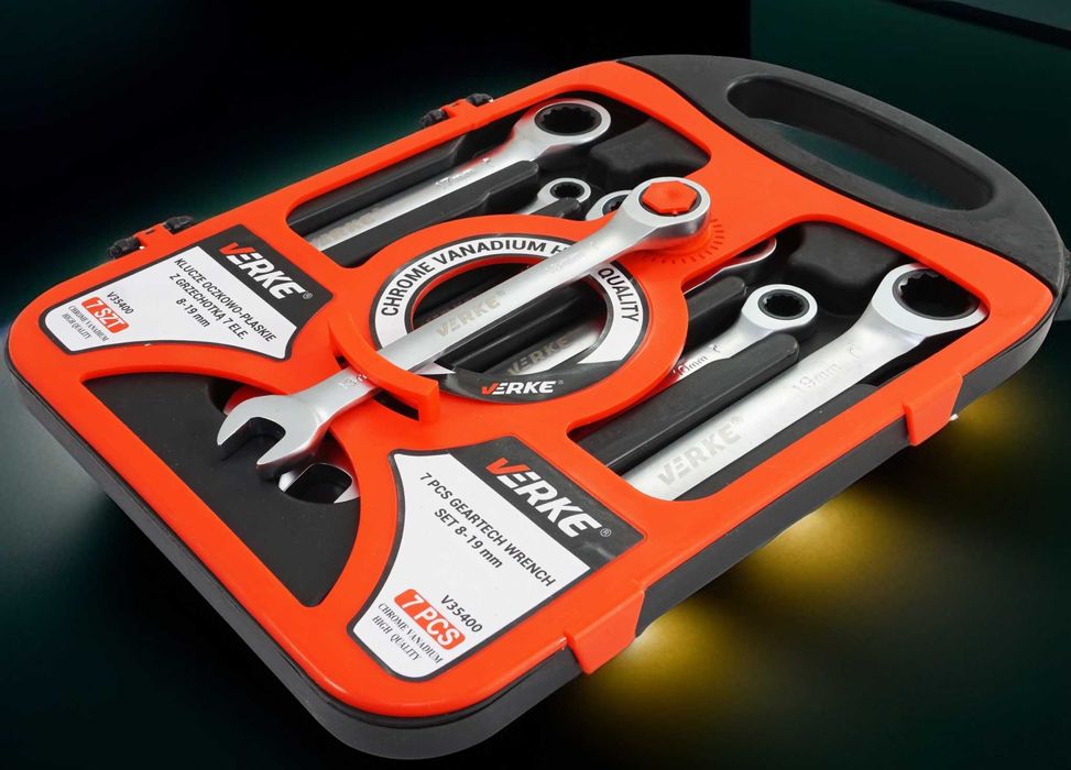 Klucze płasko oczkowe z grzechotką zestaw kluczy płaskich  8-19mm 7e