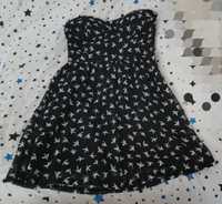Sukienka mini czarno-biała bez ramiączek S/M