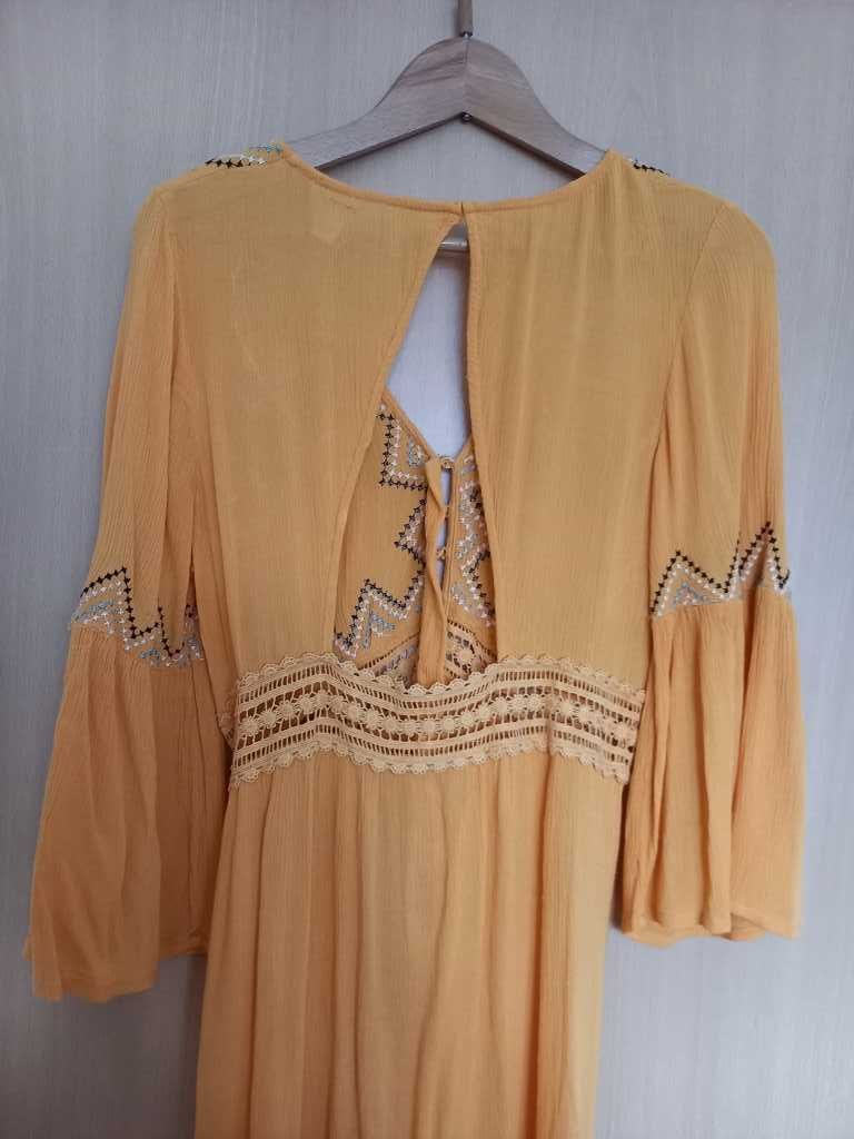 ASOS boho suknia maxi długa falbanki