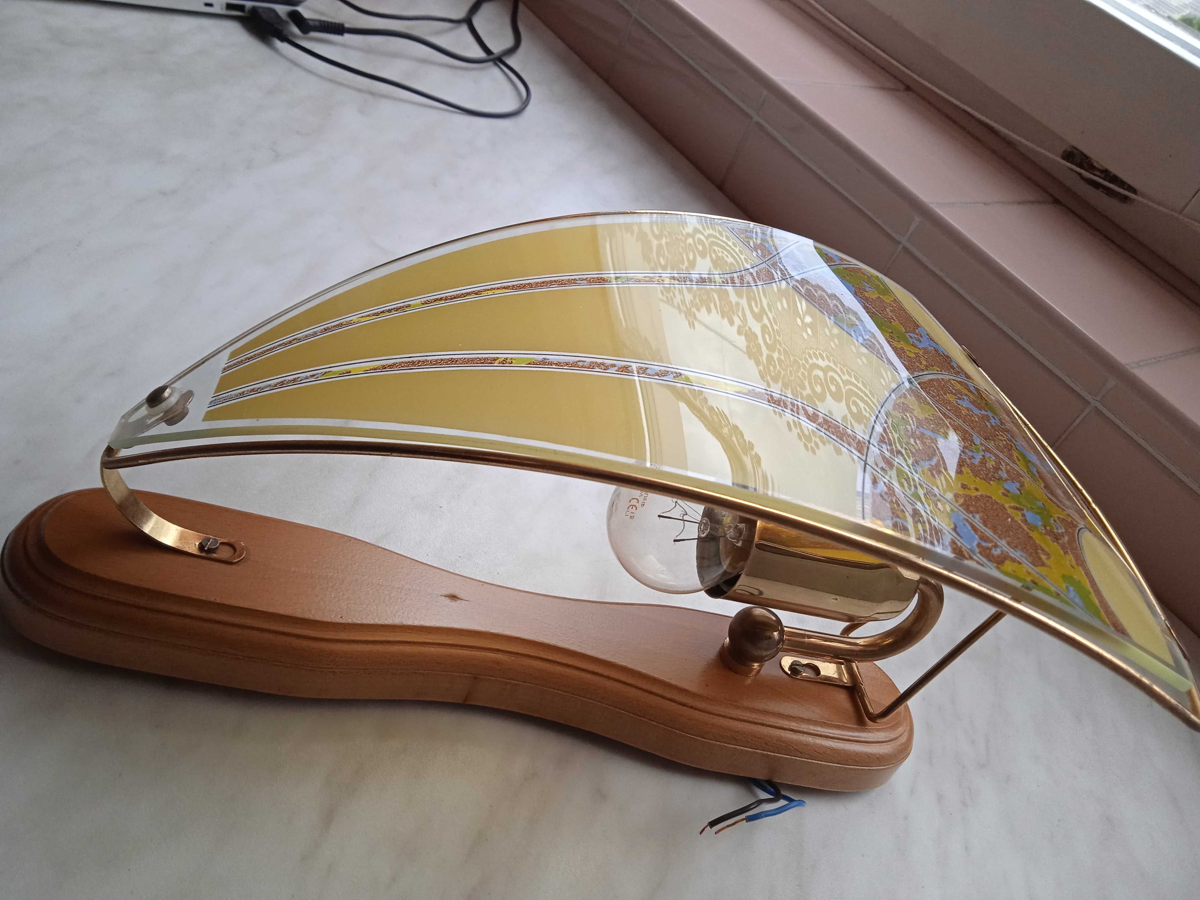 Kinkiet oświetleniowy  wielokolorowy nowy drewno - mosiądz - szkło