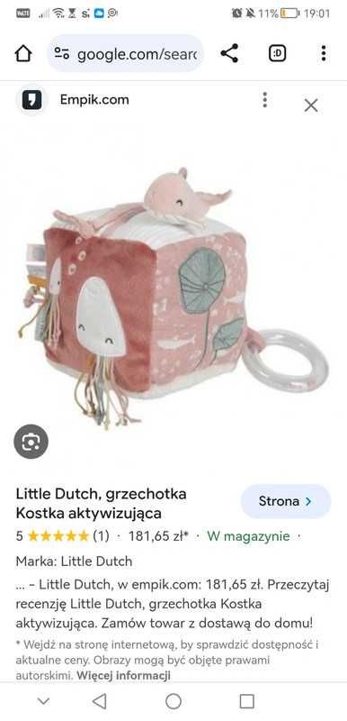 Little Dutch kostka aktywizująca sensoryczna grzechotka 0+