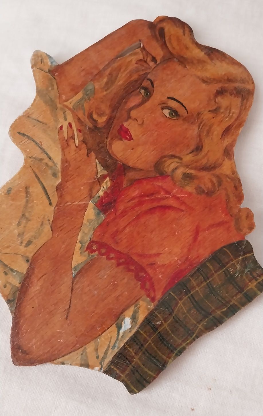 Pintura  em madeira de adolescente, em 1950