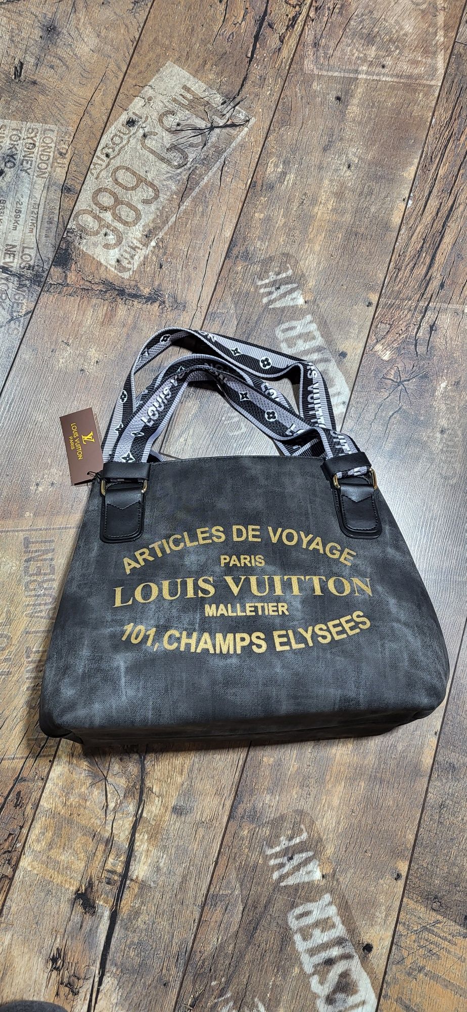 Śliczna torebka szara dekatyzowana shopperka shopper bag grafit
