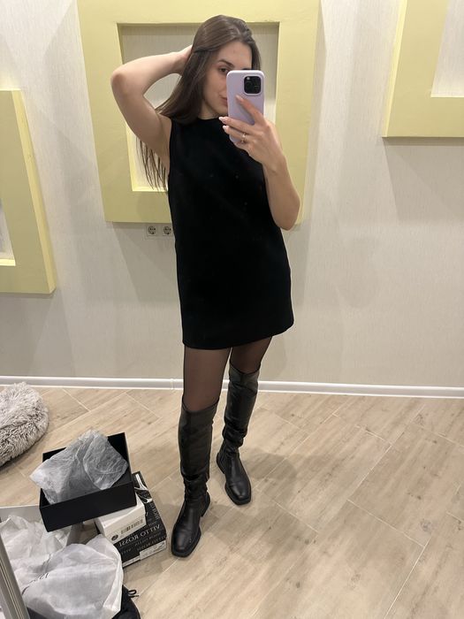 Чоботи шкіряні високі на хутрі (внизу), 24, 5 см