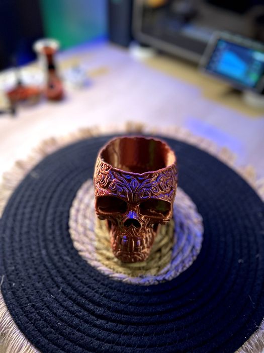 Elegancka Czaszka 10cm Imitacja Miedzi Druk 3D PLA Silk NOWY