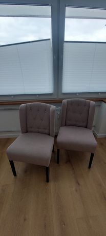 Dwa fotele krzesła do salonu jadalni eleganckie pikowane beż szarość