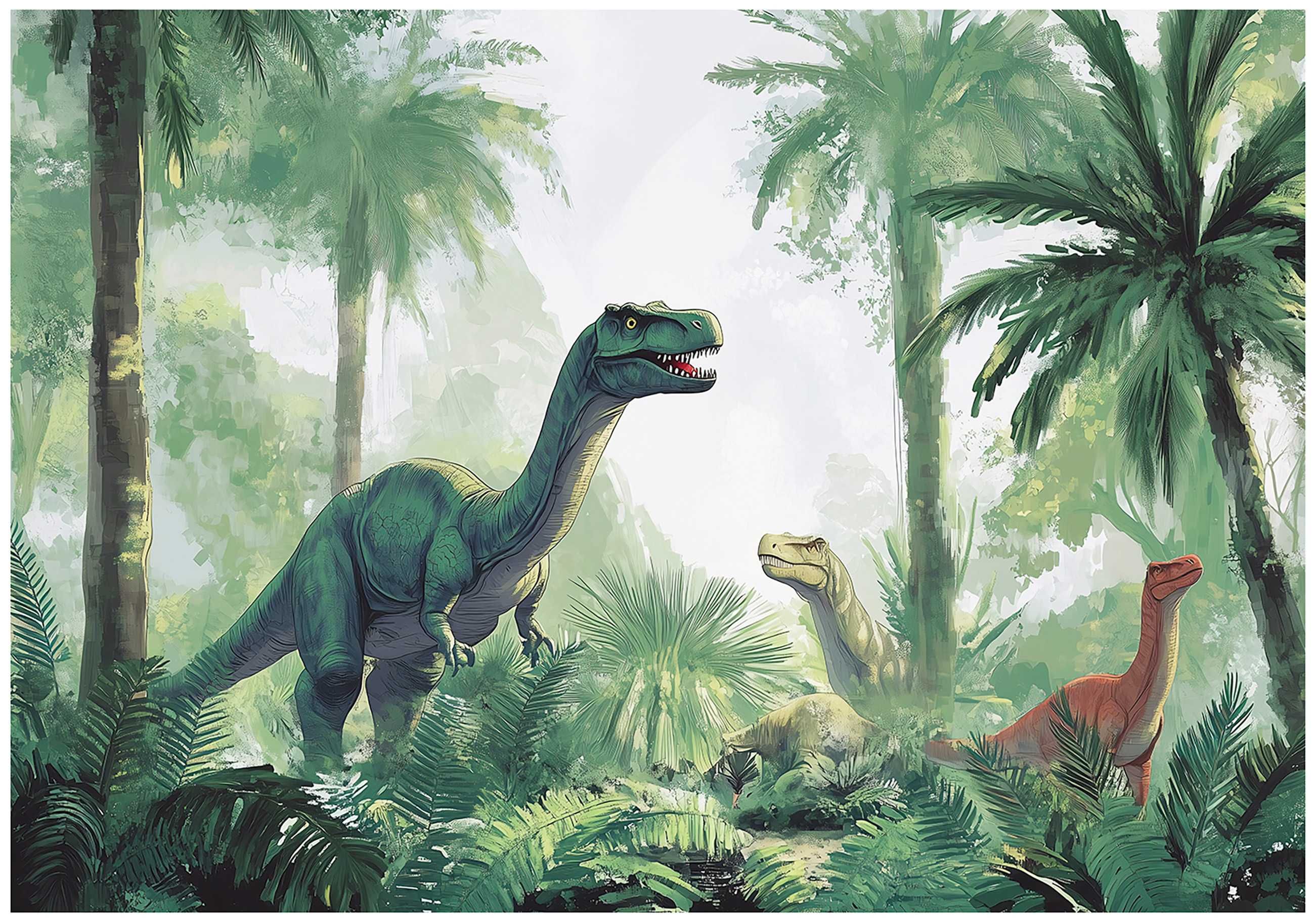 Fototapeta Dla Dzieci Dziecka Dinozaury Zwierzęta Las Zieleń 3D + KLEJ