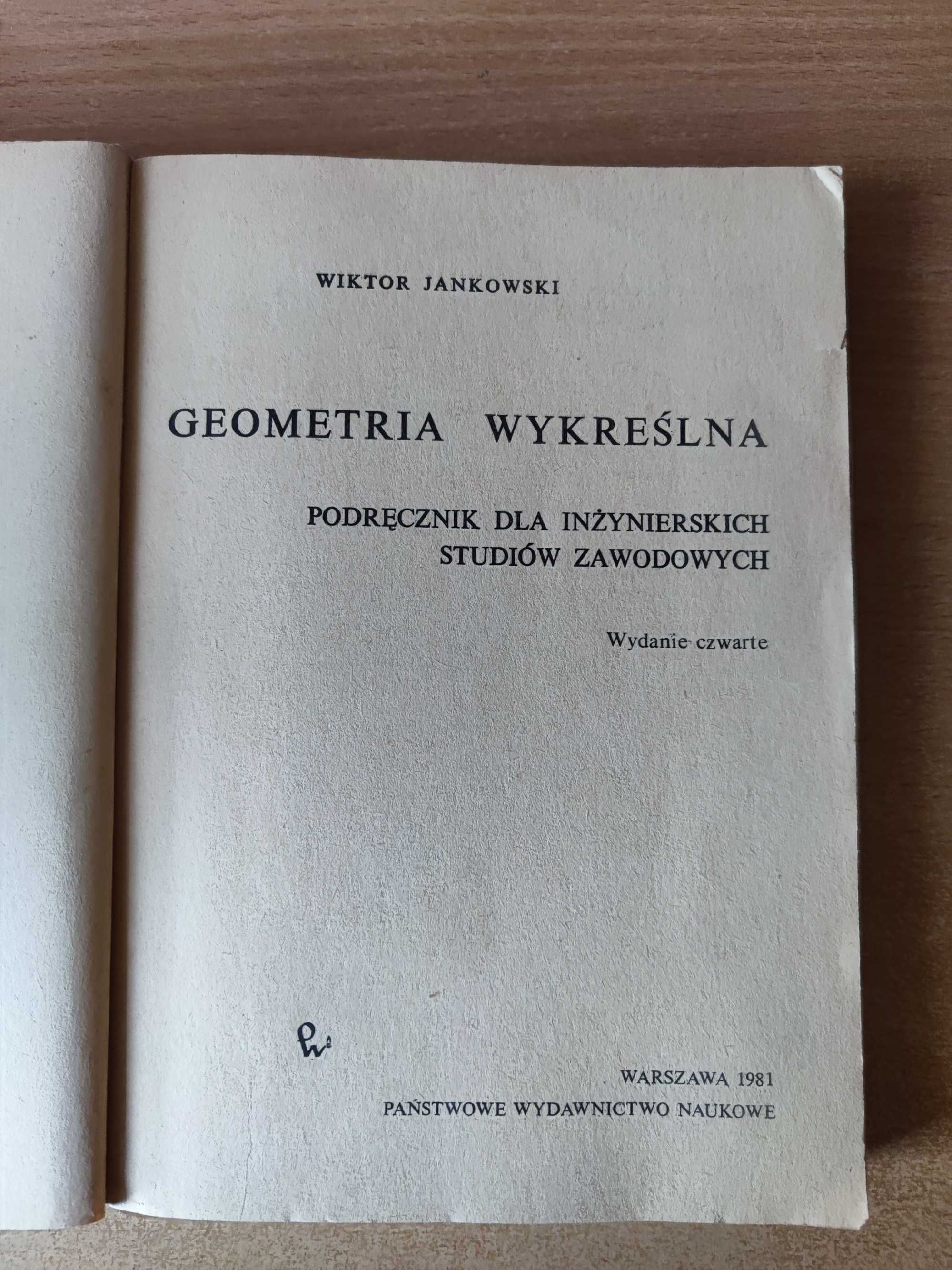 Książka: Geometria wykreślna, Wiktor Jankowski, PWN używana, stan db.